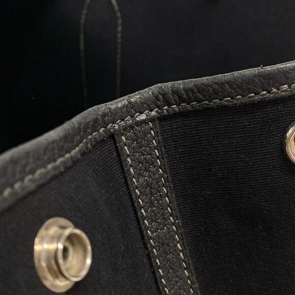 Auth HERMES Garden Party PM - Black Toile Officier Negonda Square J Tote Bag - Picture 11 of 13